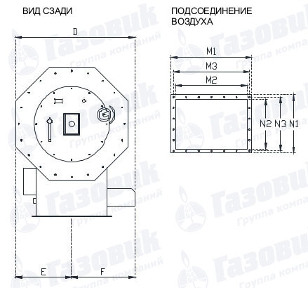 Габаритные размеры горелок Cib Unigas  серии URB 